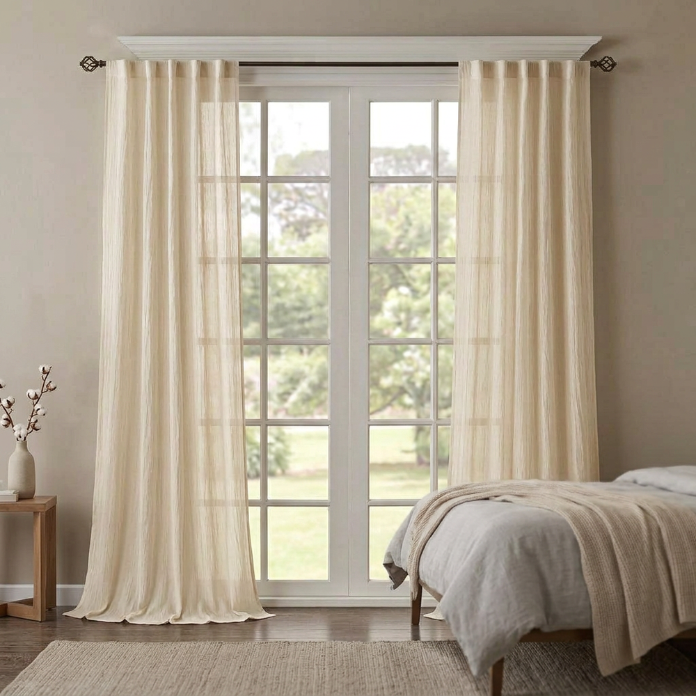 Solid Crushed Curtain Panel Pair