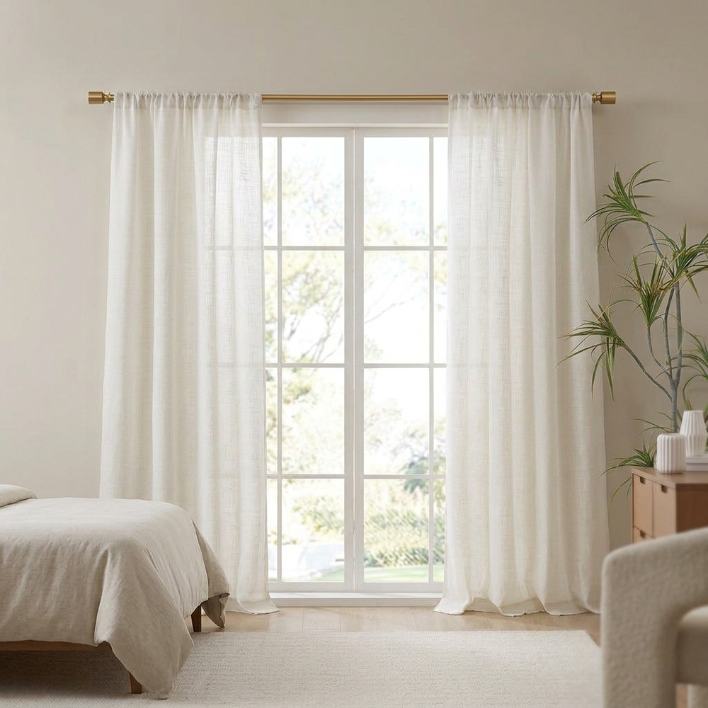 Linen Blend Curtain Panel Pair