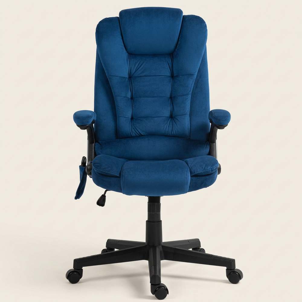 Shiatsu Massage Recliner, Velvet, Dark Blue