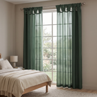 Cortina HomeWelly verde con pestañas retorcidas y forro, ideal para dormitorio con acabado de brillo suave