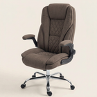 Velvet Office Chair with Footrest, Dark Brown