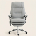 PU Leather Massage Chair, Light Gray, Silver