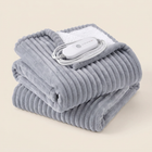 Heated Blanket, Flannel And Sherpa, Grey