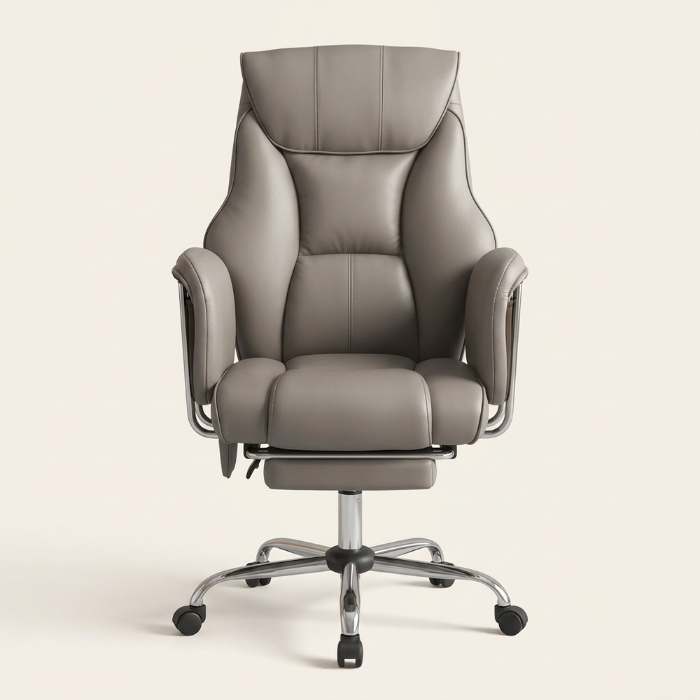 Massage Chair, PU Leather, Gray