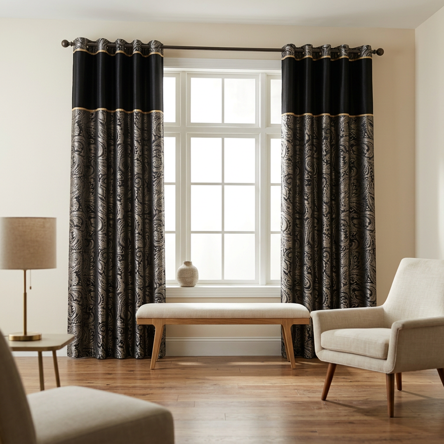 Jacquard Curtain Panel Pair