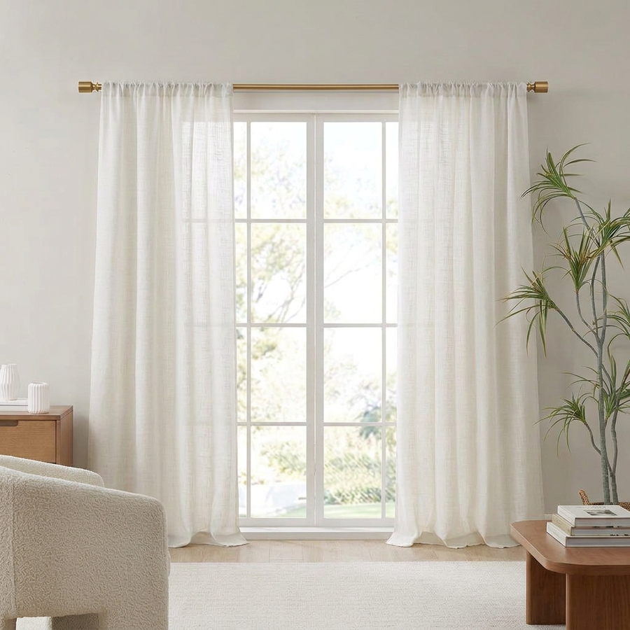 Linen Blend Curtain Panel Pair