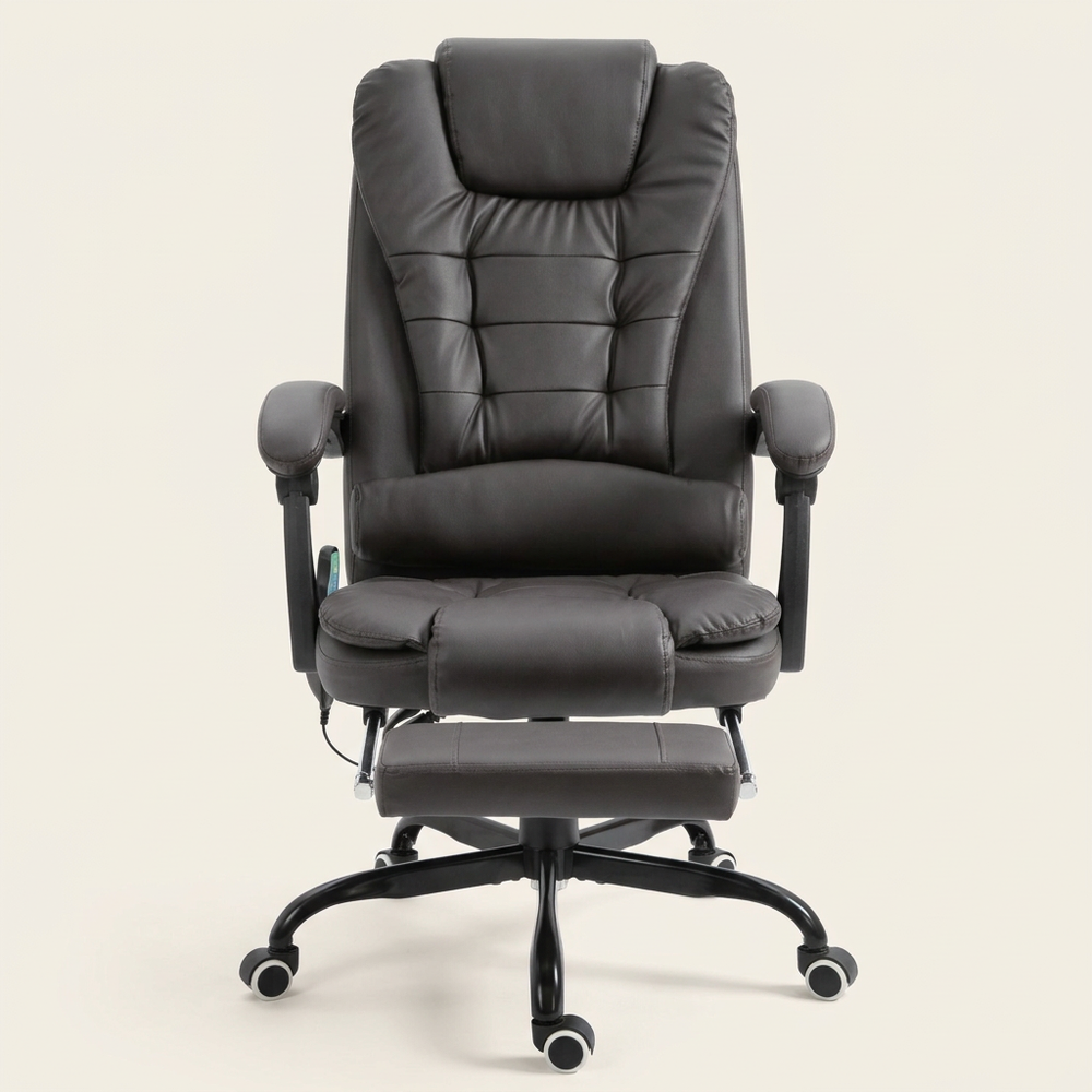 Reclining Massage Chair, Faux Leather, Gray