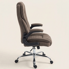 Velvet Office Chair with Footrest, Dark Brown