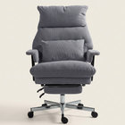 Corduroy Office Chair with Footrest, Gray