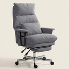 Corduroy Office Chair with Footrest, Gray