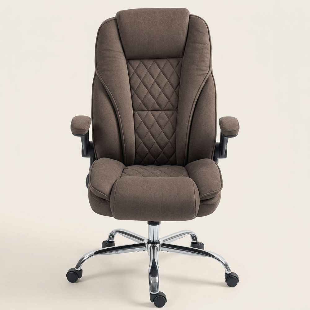 Desk Chair Adjustable, Velvet, Dark Brown