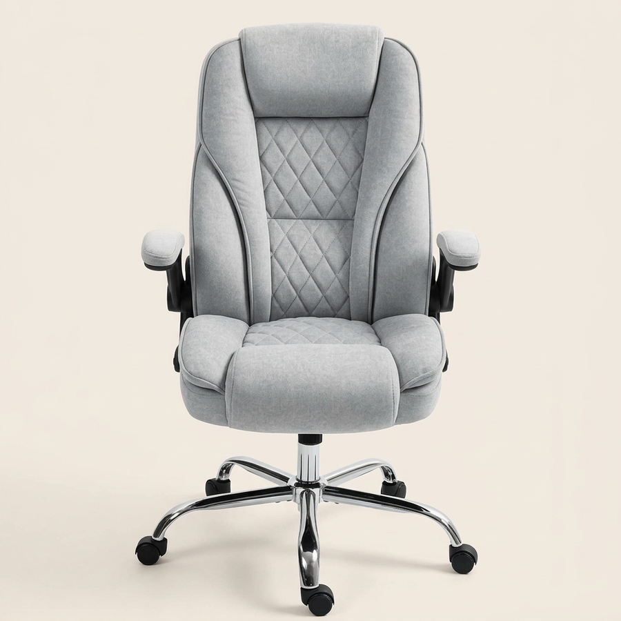 Velvet Office Chair with Footrest, Gray