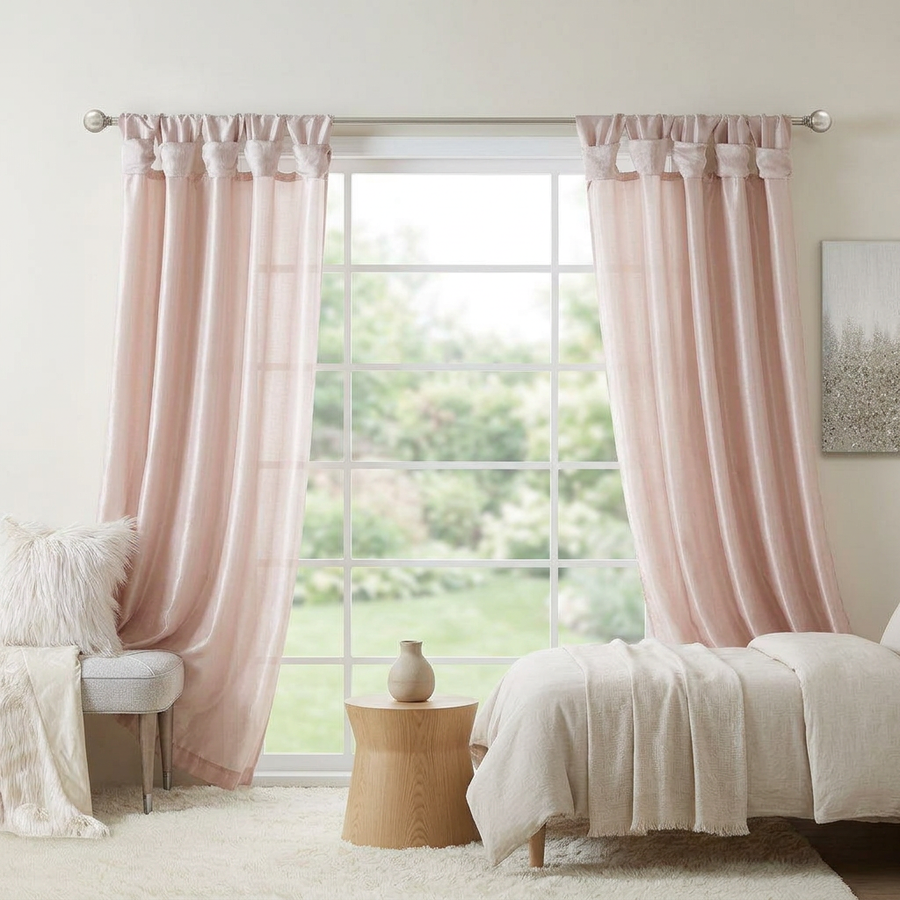 Twist Tab Curtain Panel, Blush