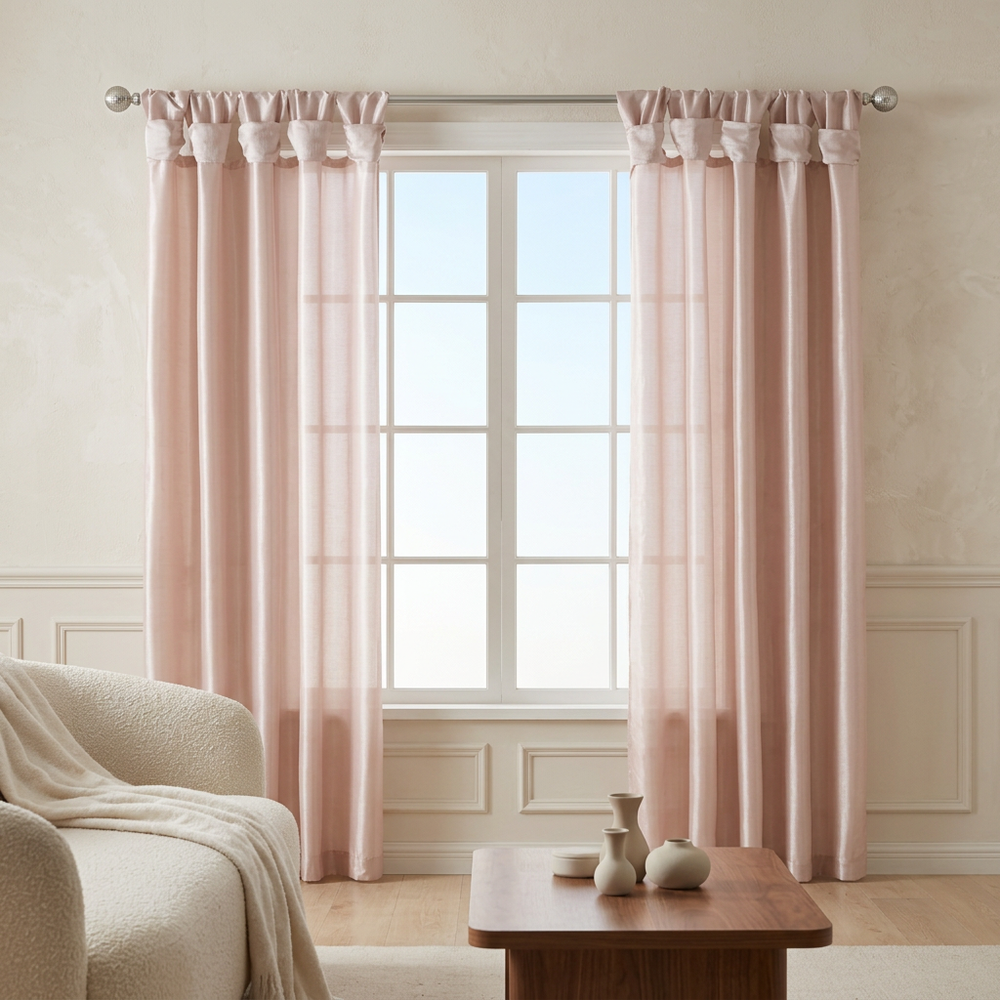 Twist Tab Curtain Panel, Blush