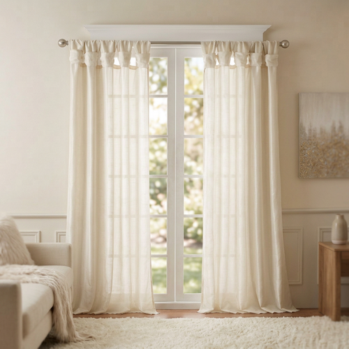 Twist Tab Curtain Panel Pair, White