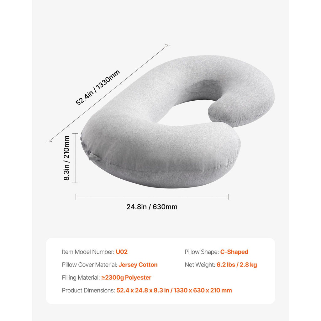 Pregnancy Pillow, C-Shaped Full Body Maternity Pillow for Sleeping, Ultra-Soft and Breathable Pregnant Support Pillows with Removable & Washable Cover, Perfect for Back, Belly, Hip, Legs Relief