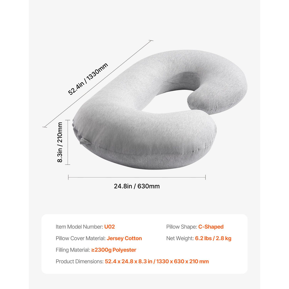 Pregnancy Pillow, C-Shaped Full Body Maternity Pillow for Sleeping, Ultra-Soft and Breathable Pregnant Support Pillows with Removable & Washable Cover, Perfect for Back, Belly, Hip, Legs Relief