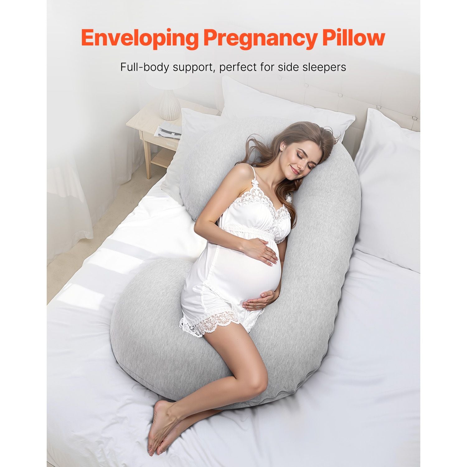 Pregnancy Pillow, C-Shaped Full Body Maternity Pillow for Sleeping, Ultra-Soft and Breathable Pregnant Support Pillows with Removable & Washable Cover, Perfect for Back, Belly, Hip, Legs Relief