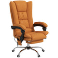 Massage Office Chair PU Leather 4 Vibration Reclining Adjustable Swivel Wheels Light Brown