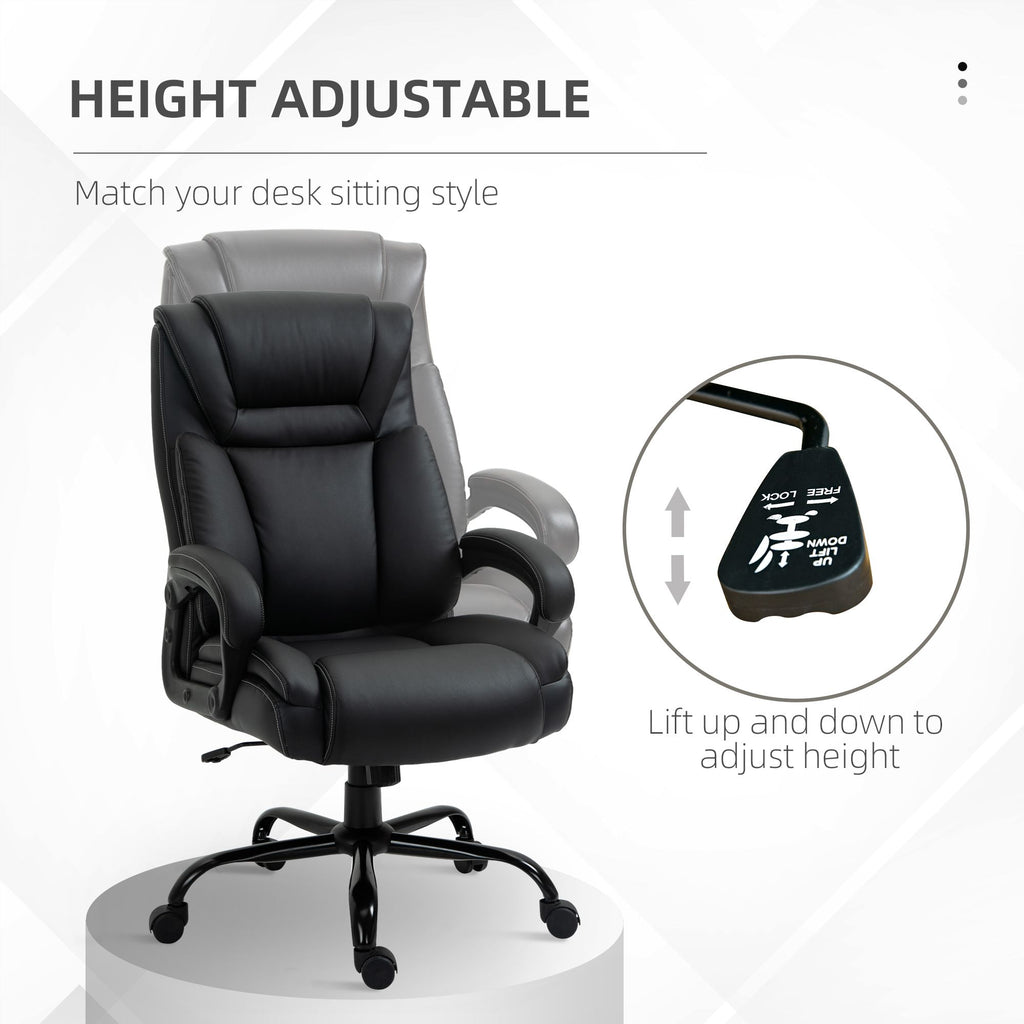 Executive Office Chair Big and Tall 400lbs Wide Seat High Back PU Leather Black