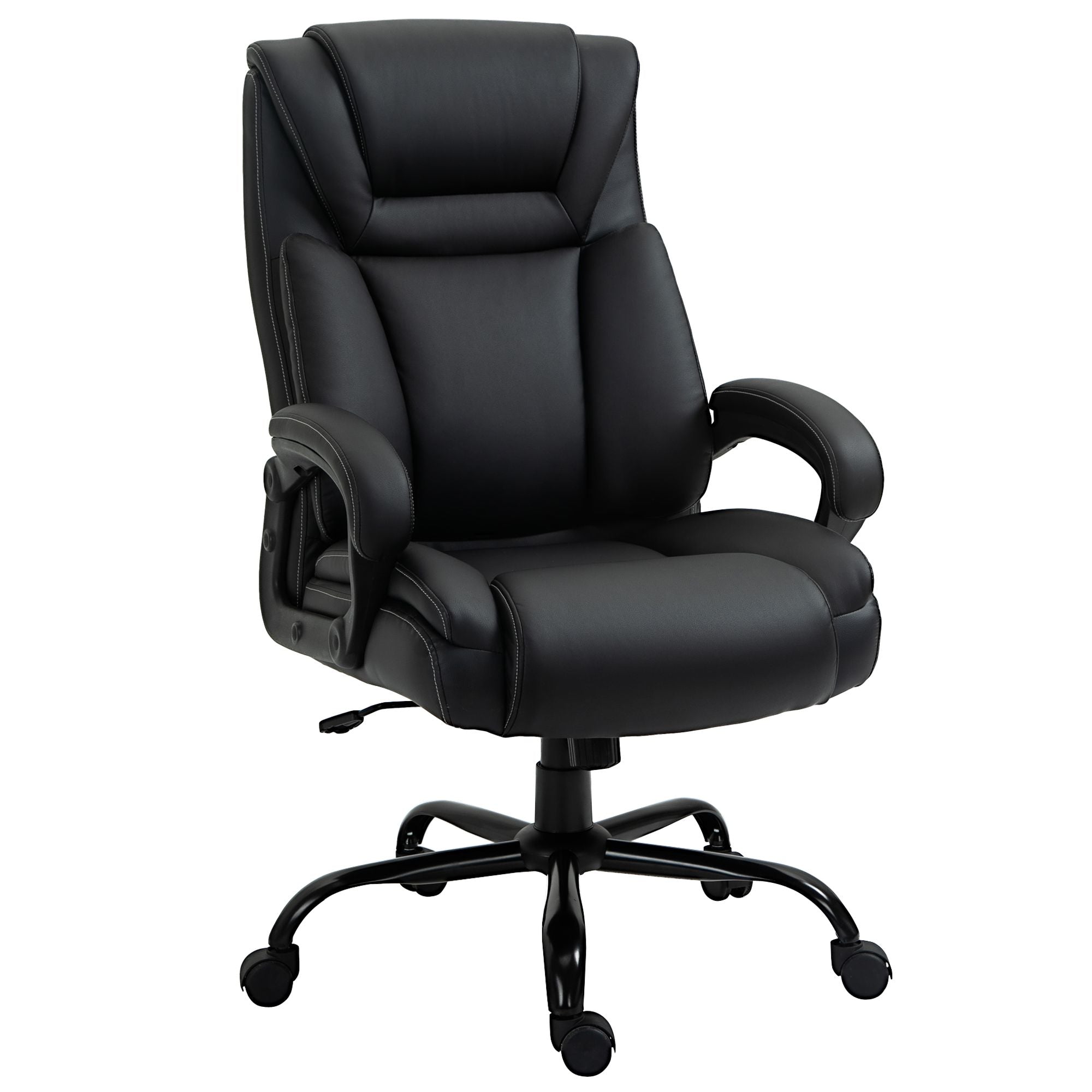 Executive Office Chair Big and Tall 400lbs Wide Seat High Back PU Leather Black