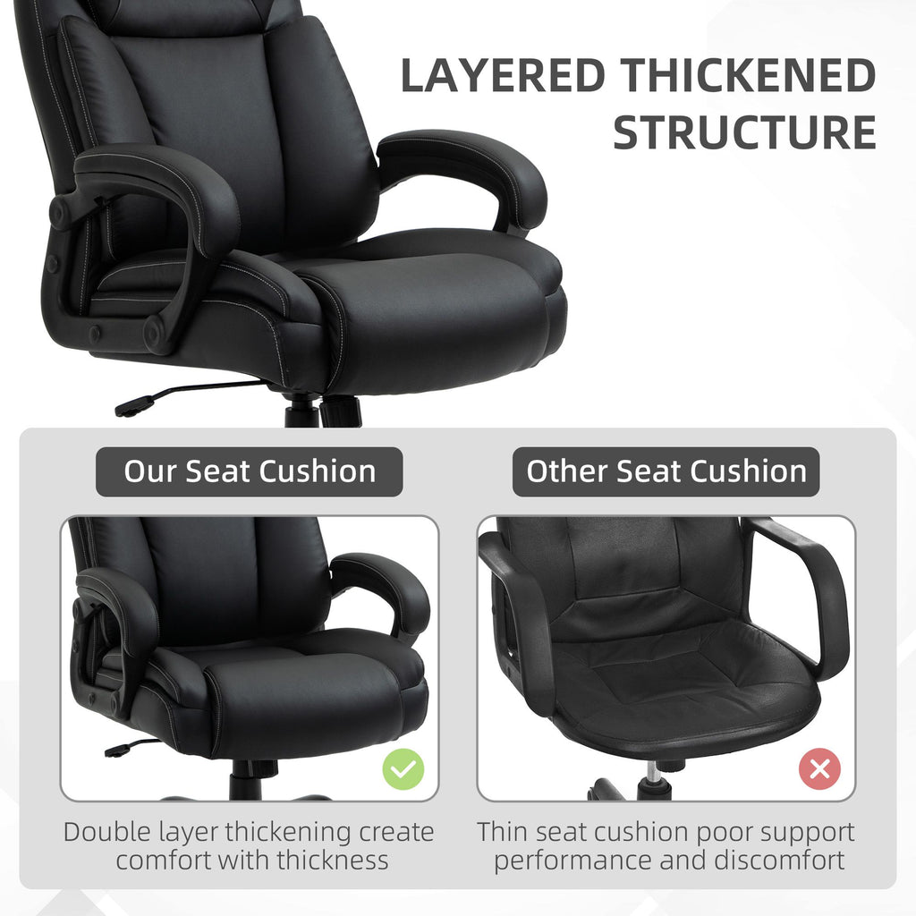 Executive Office Chair Big and Tall 400lbs Wide Seat High Back PU Leather Black
