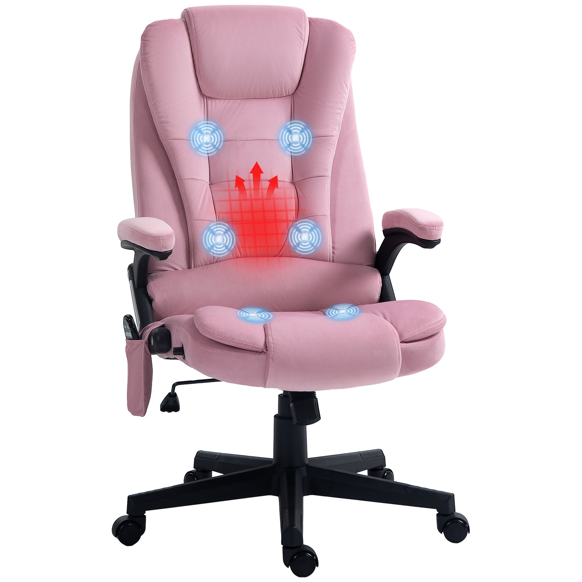 Executive Heated Massage Office Chair, 6 Vibrating Points, Velvet Massage Office Chair, Pink