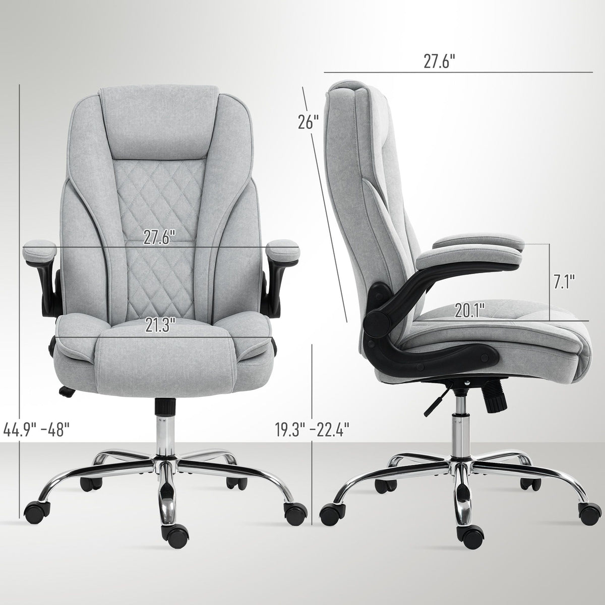 Executive Office Chair, Desk Chair with Flip-up Armrest, Diamond Fabric Computer Chair for Home Office, Gray
