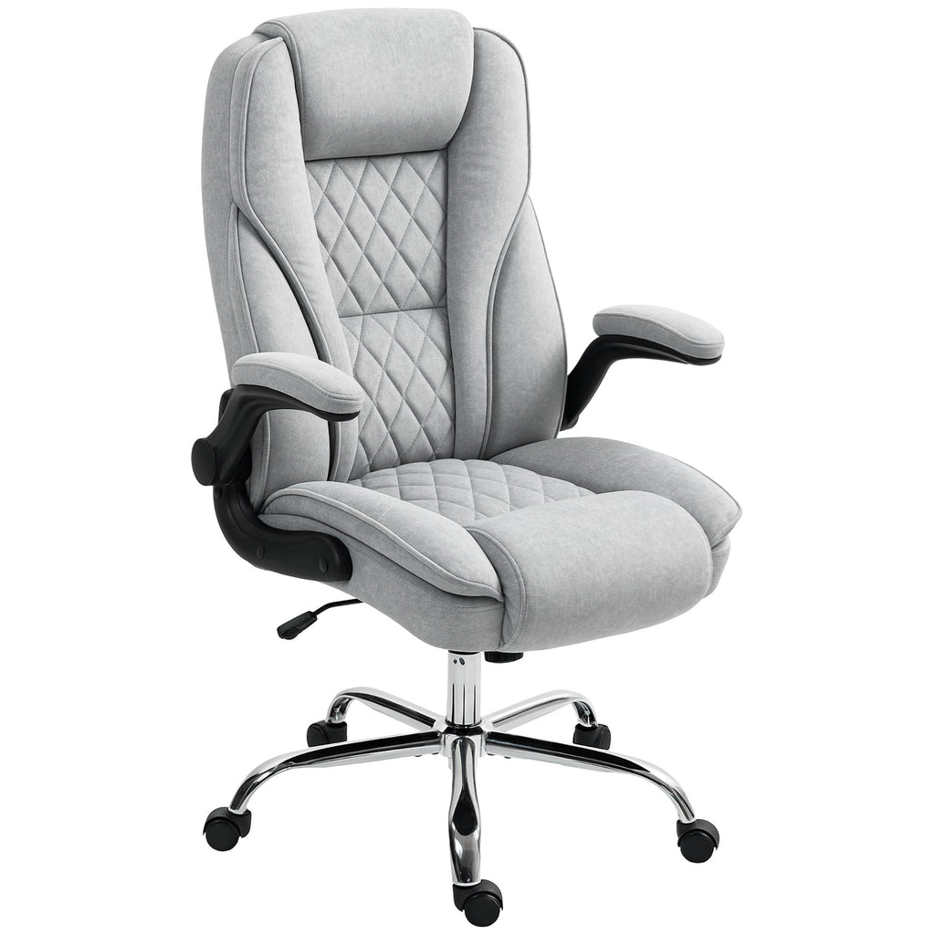 Executive Office Chair, Desk Chair with Flip-up Armrest, Diamond Fabric Computer Chair for Home Office, Gray