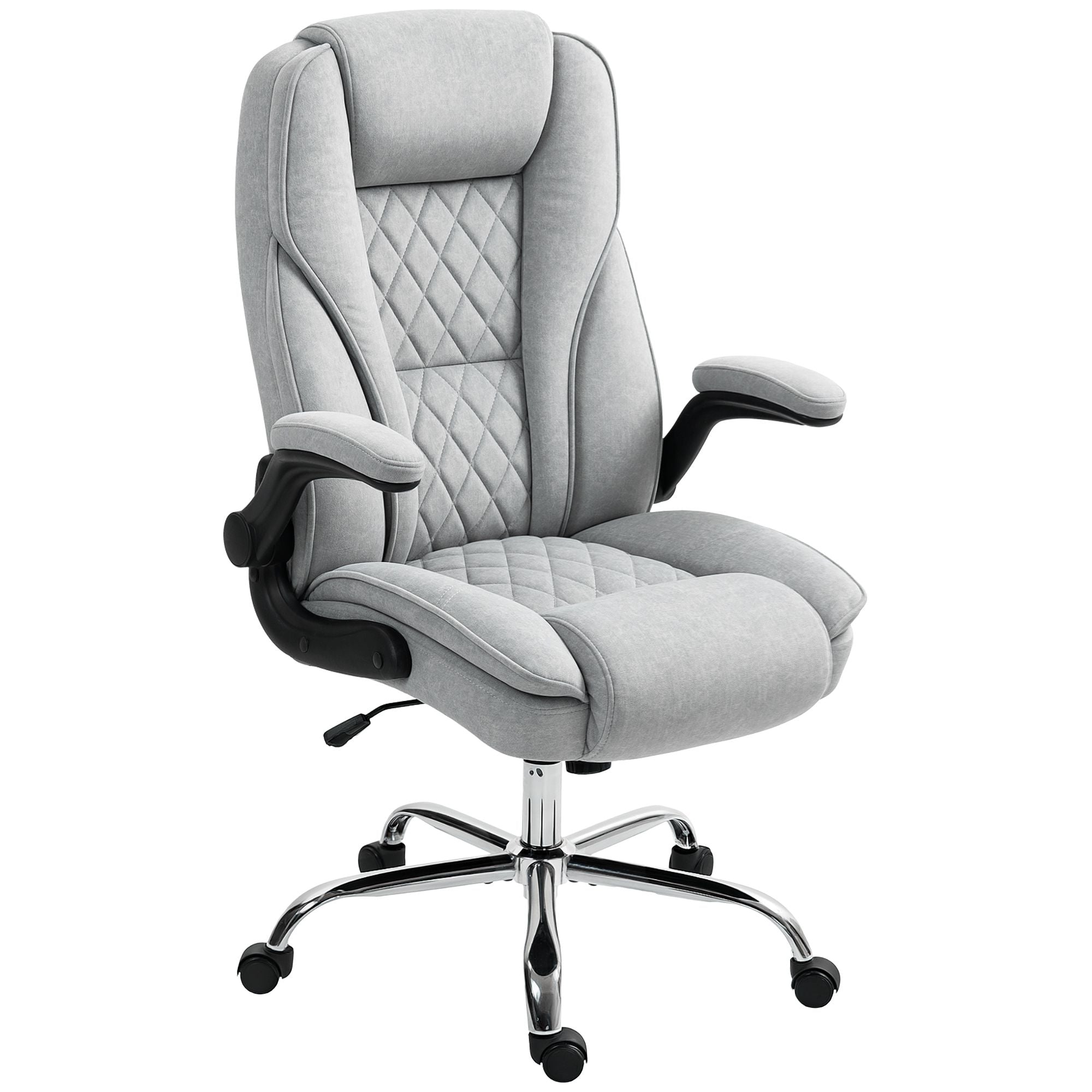 Executive Office Chair, Desk Chair with Flip-up Armrest, Diamond Fabric Computer Chair for Home Office, Gray