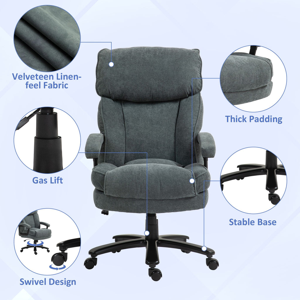Big and Tall Desk Chair, Executive Office Chair, 450lbs, Heavy Duty Computer Chair for Heavy People, Gray