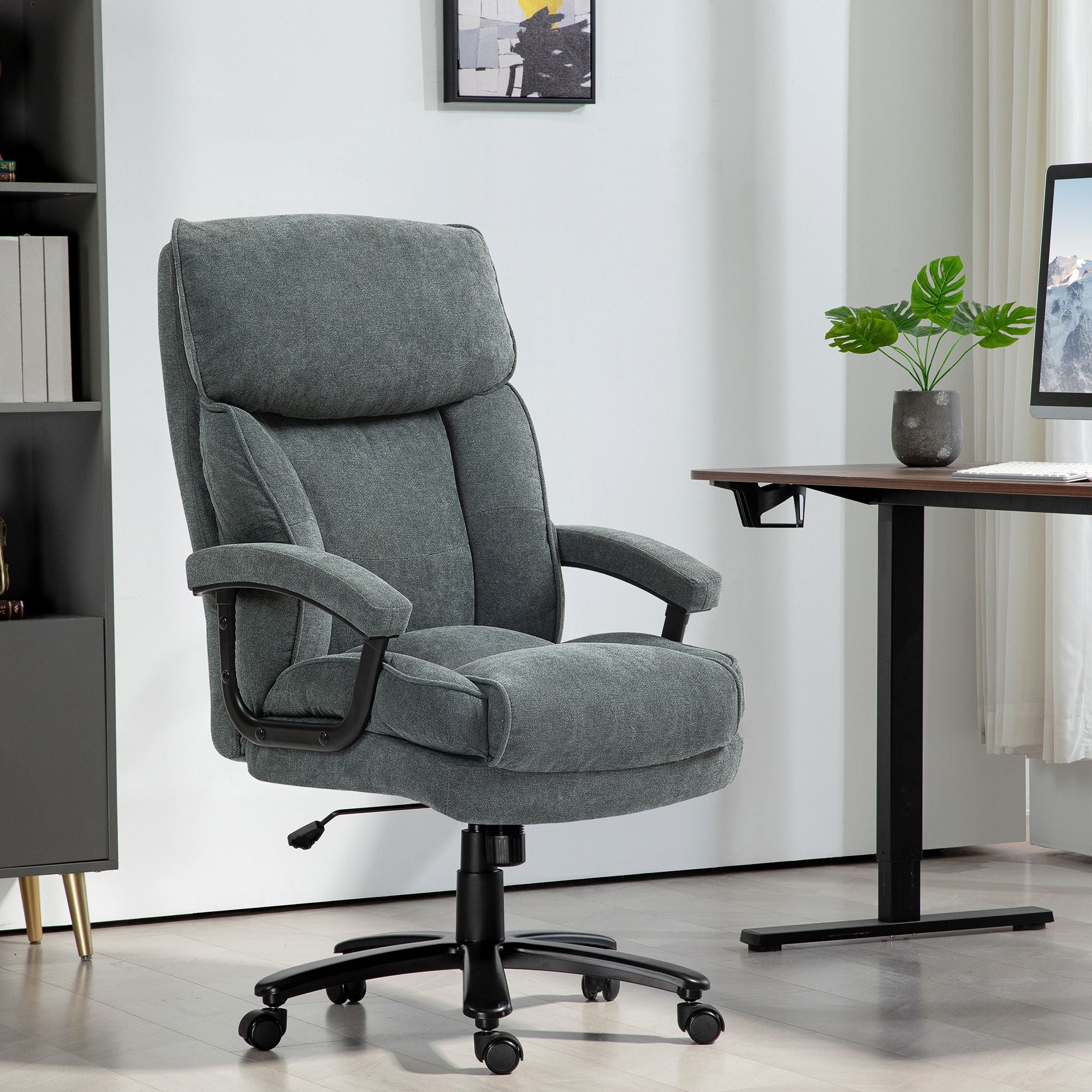 Big and Tall Desk Chair, Executive Office Chair, 450lbs, Heavy Duty Computer Chair for Heavy People, Gray