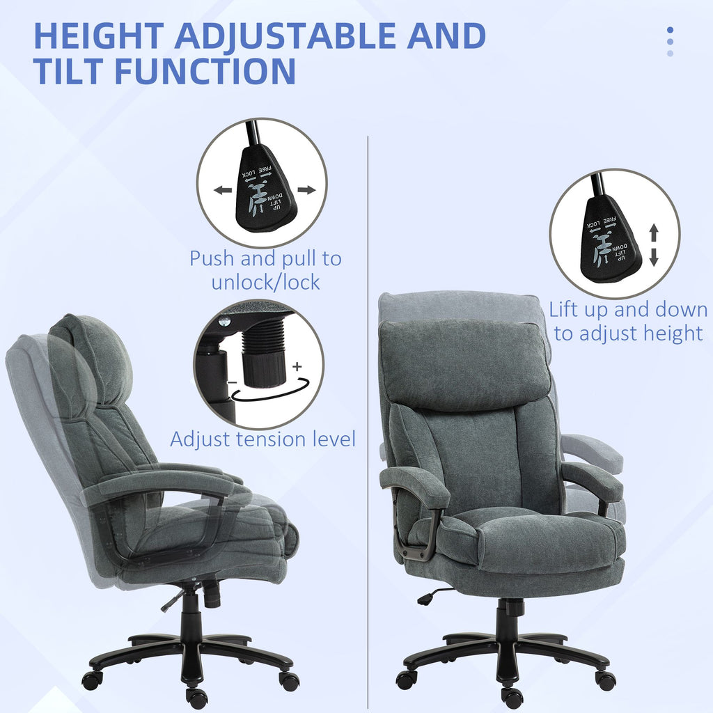 Big and Tall Desk Chair, Executive Office Chair, 450lbs, Heavy Duty Computer Chair for Heavy People, Gray