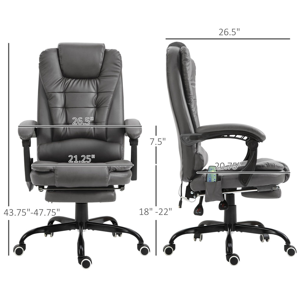 Executive Office Chair Vibration Massage Gray with Reclining Backrest Adjustable Height