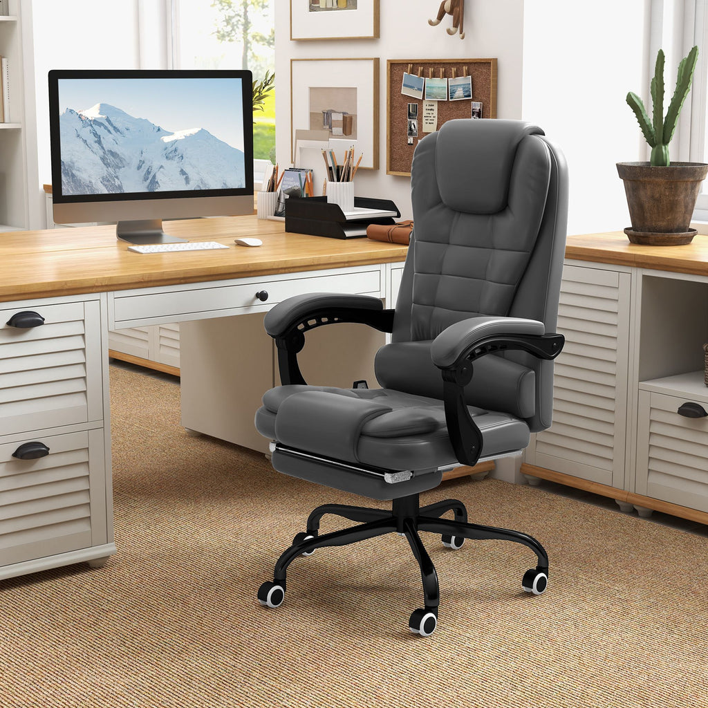 Executive Office Chair Vibration Massage Gray with Reclining Backrest Adjustable Height