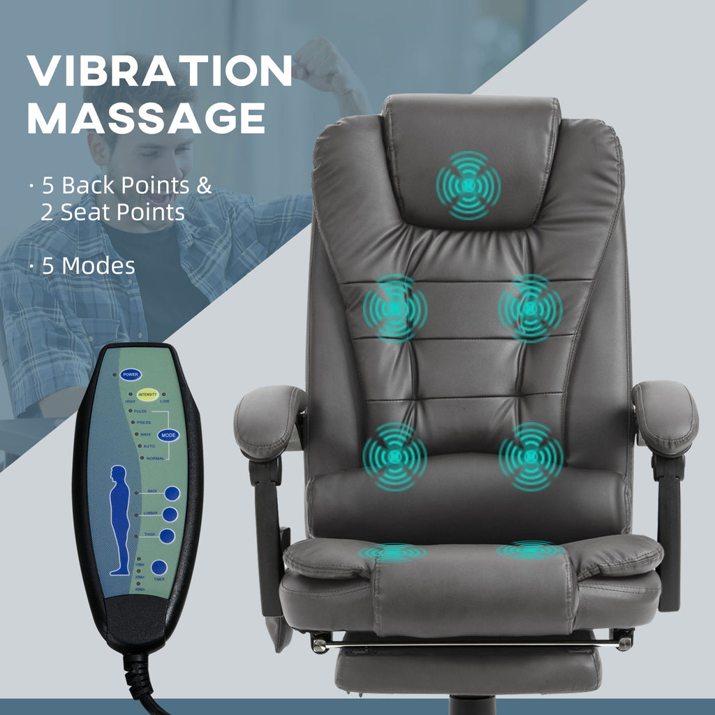 Executive Office Chair Vibration Massage Gray with Reclining Backrest Adjustable Height