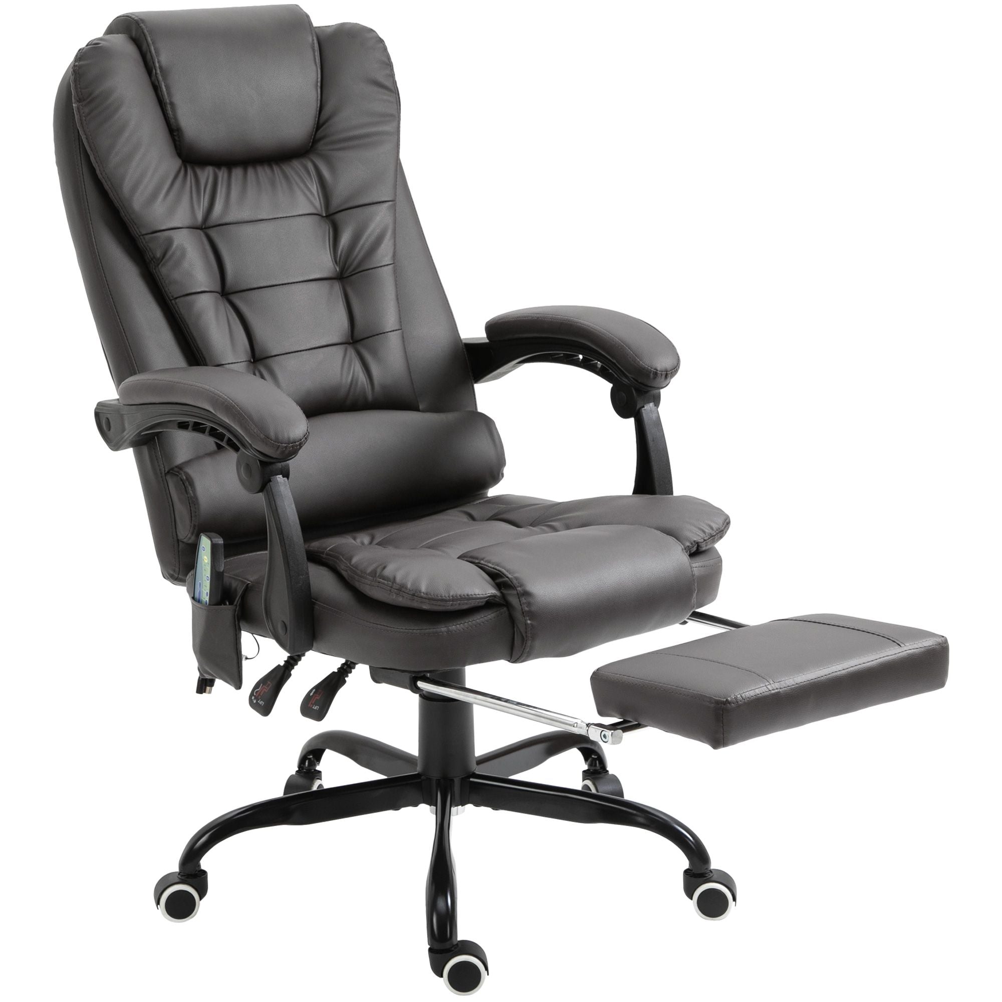 Executive Office Chair Vibration Massage Gray with Reclining Backrest Adjustable Height