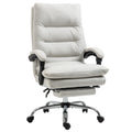 Heated Massage Office Chair Microfibre Reclining Vibration Footrest Armrest Cream White