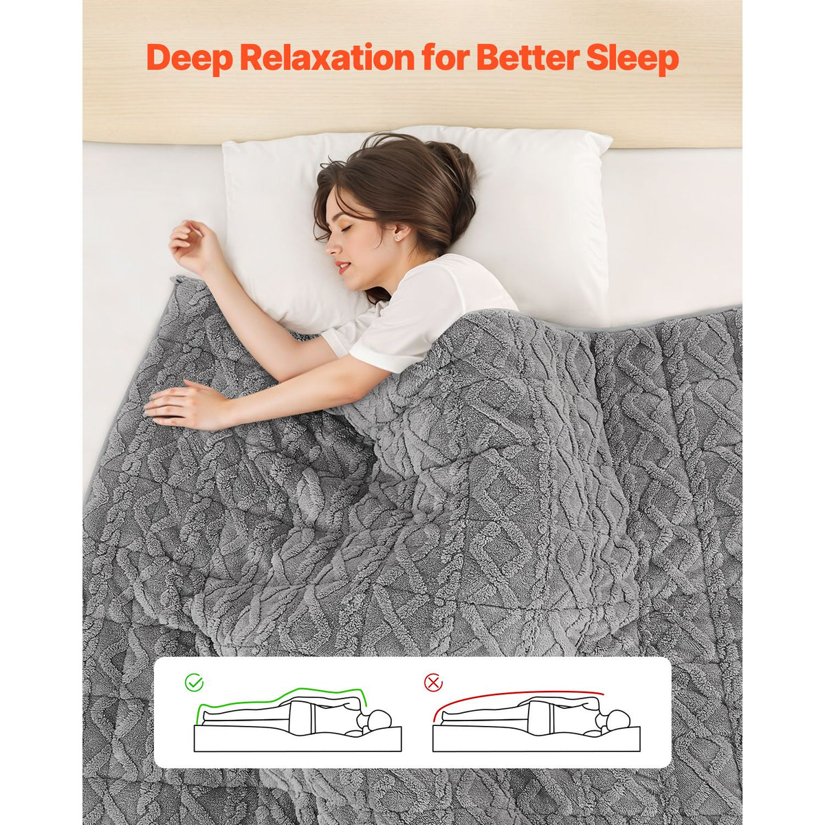 Weighted Blanket, 20 lbs, 60 x 80 in Queen Size, Sherpa Fleece Heavy Blanket with Glass Beads, Soft Warm Cozy Fluffy Touch, for 200-250 lbs Adults, Anxiety Stress Relief, Improve Sleep, Grey