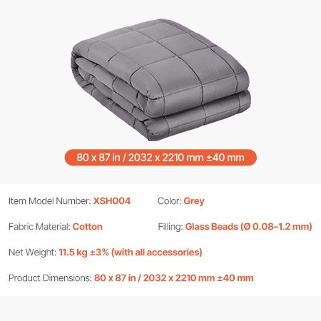 Weighted Blanket, 25 lbs, 80 x 87 in King Size, Soft 100% Cotton Heavy Blanket with Glass Beads, Breathable Material, Suitable for 250-310 lbs lbs Adults, Anxiety Stress Relief, Grey