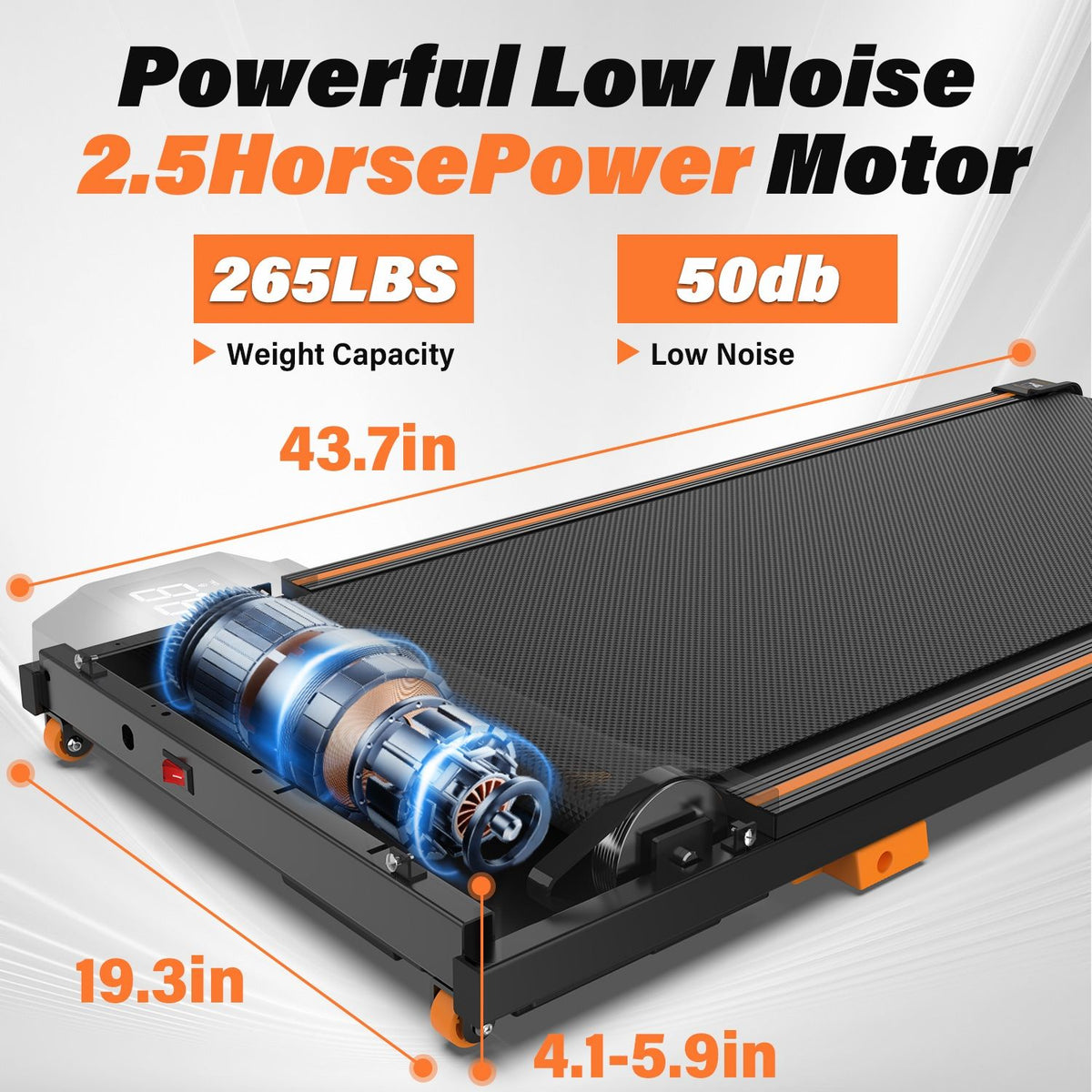 Walking Pad Treadmill with Incline, Under Desk Treadmill for Home & Office, 2.5HP Compact & Portable, Remote Control, Low Noise for Effective Workouts