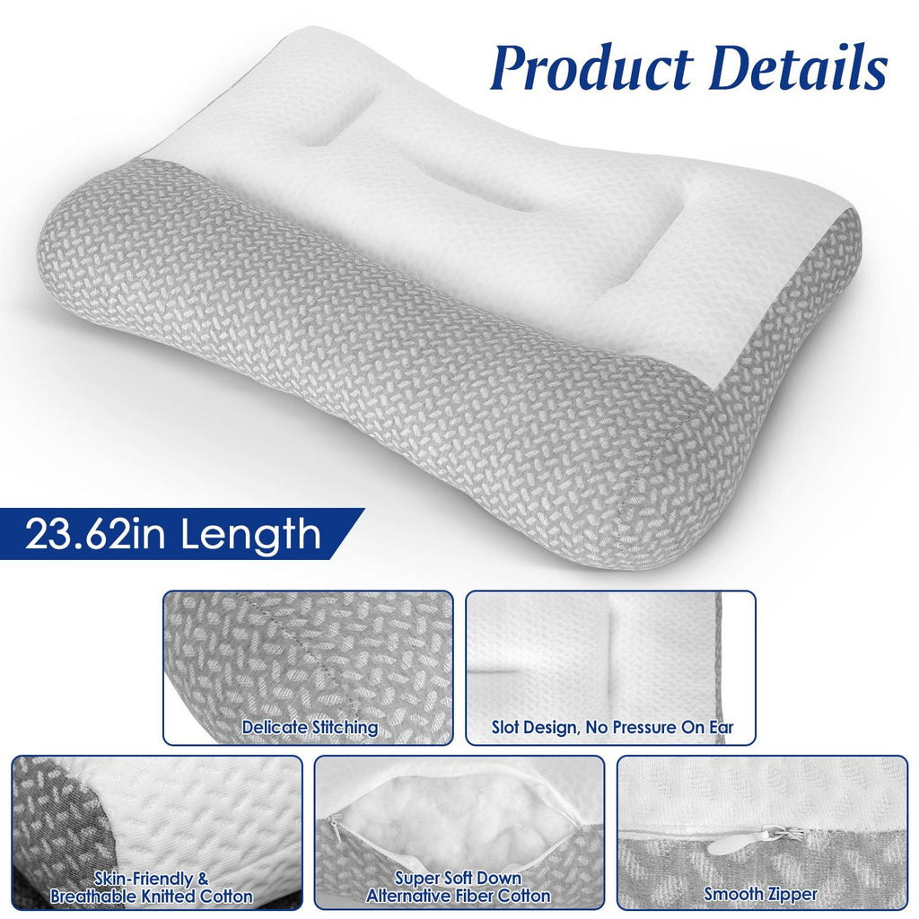 Ergonomic Bed Pillow Breathable Mesh Pillow for Neck Support Dual Height Design Down Alternative Pillow for Side Back Sleepers