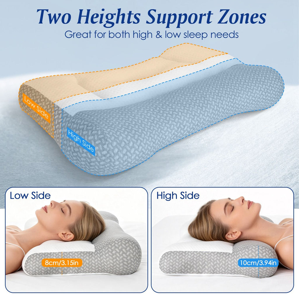 Ergonomic Bed Pillow Breathable Mesh Pillow for Neck Support Dual Height Design Down Alternative Pillow for Side Back Sleepers