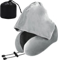 Hooded Travel Neck Pillow – Memory Foam U-Shaped Airplane Pillow with Oversized Hood, 360° Head & Chin Support, Soft Breathable Cover, Portable for Plane, Car, Office & Long Flights