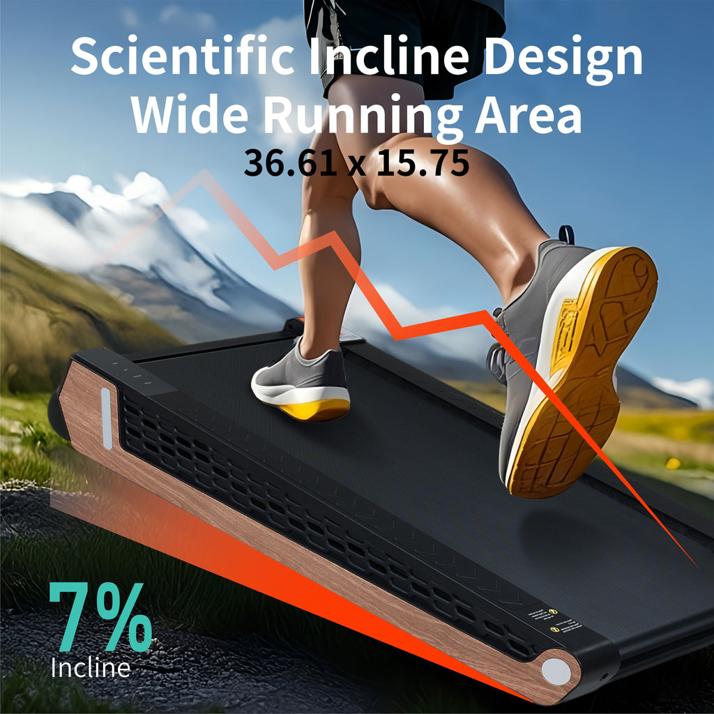 8° Incline Walking Pad Treadmill - Portable Compact Treadmills Under Desk Treadmill, Incline Treadmills for Home Office, Upright Stand, 2.55HP Portable Treadmill with 220 lbs Capacity, LED Display.