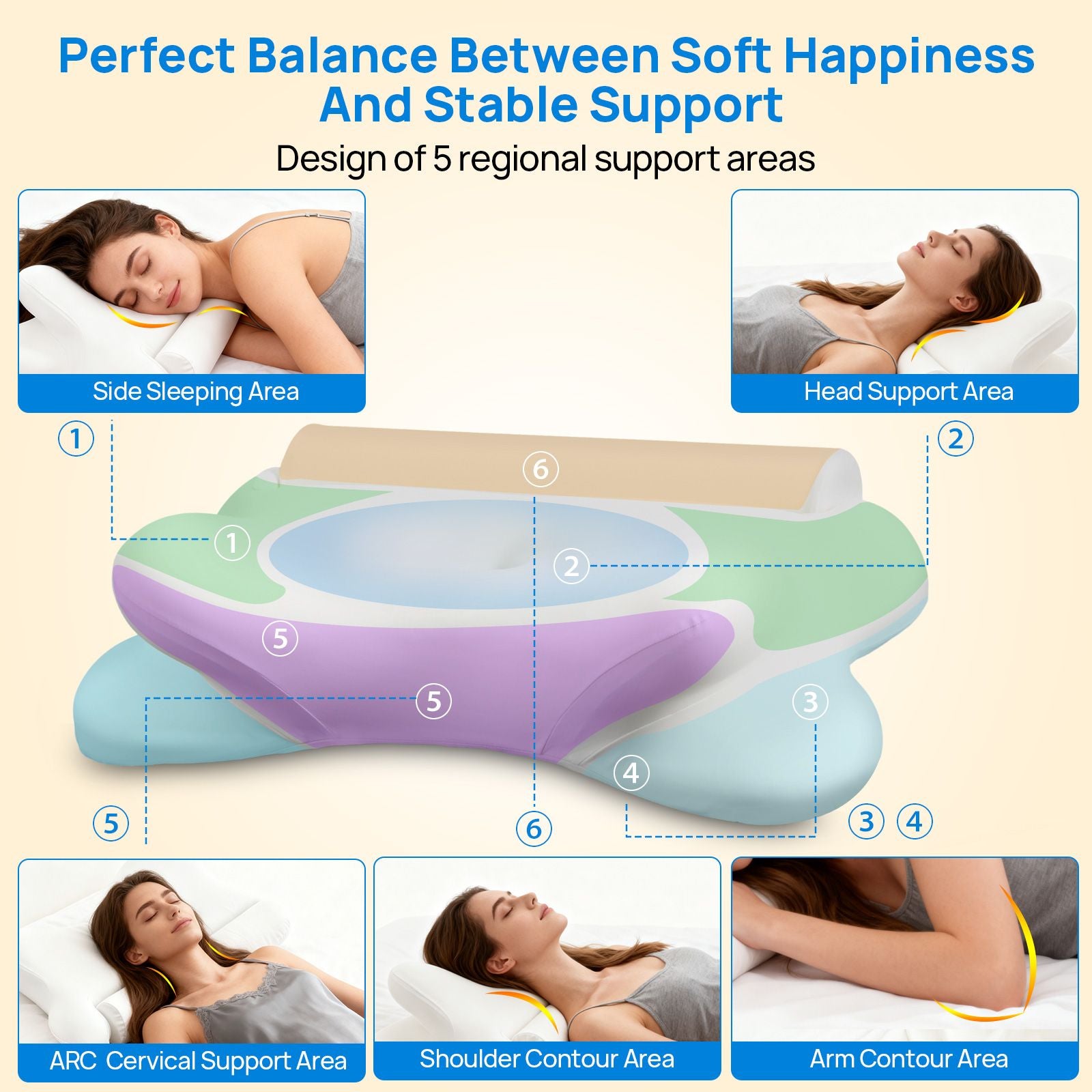 Cervical Neck Pillow, Cooling Ergonomic Memory Foam Pillows