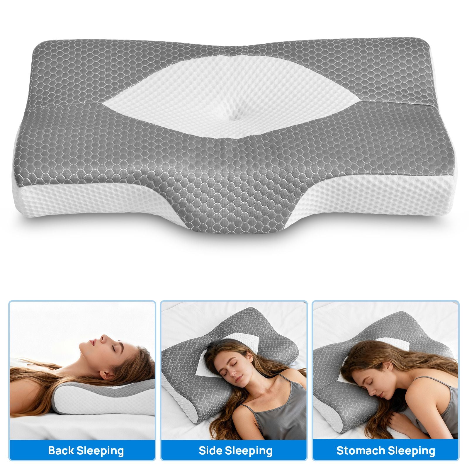 Cervical Neck Pillow, Cooling Ergonomic Memory Foam Pillows