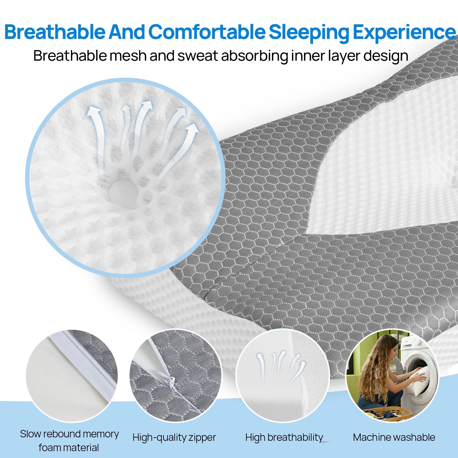 Cervical Neck Pillow, Cooling Ergonomic Memory Foam Pillows