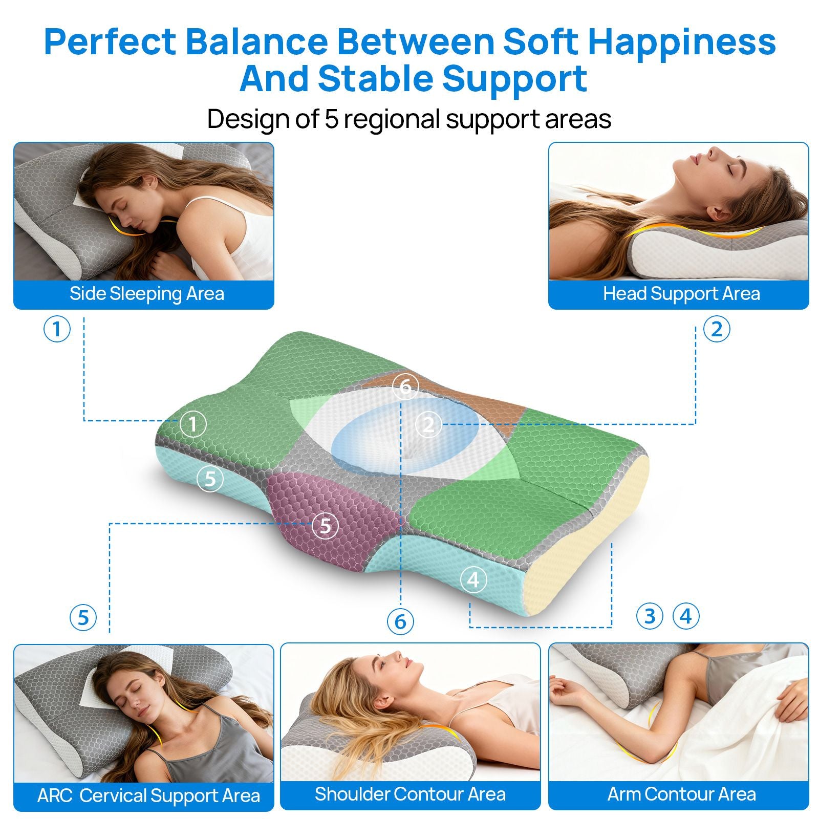 Cervical Neck Pillow, Cooling Ergonomic Memory Foam Pillows