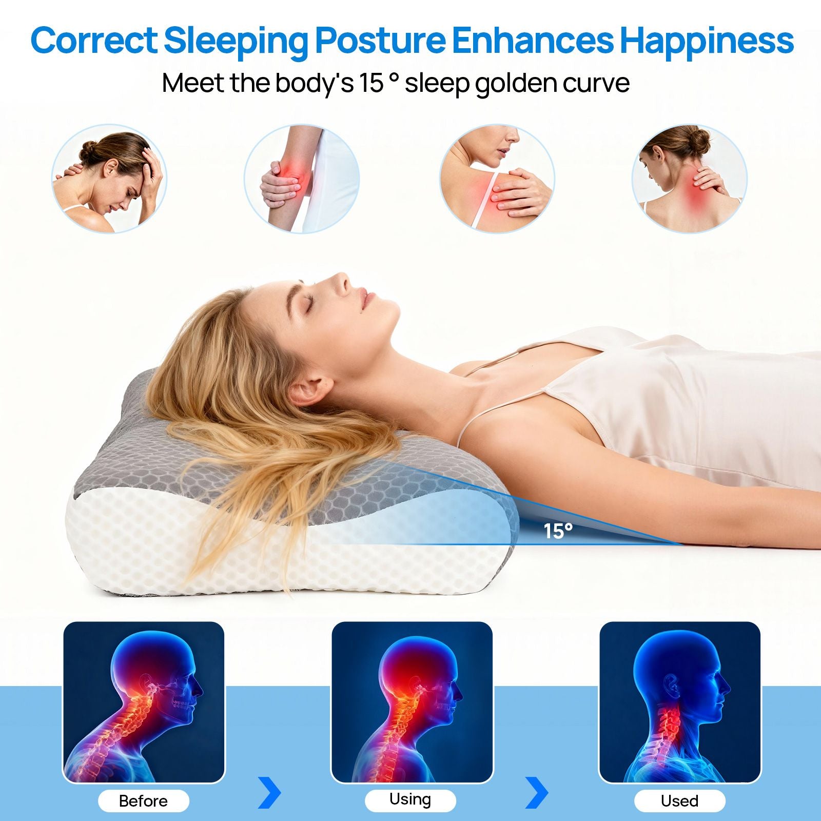 Cervical Neck Pillow, Cooling Ergonomic Memory Foam Pillows